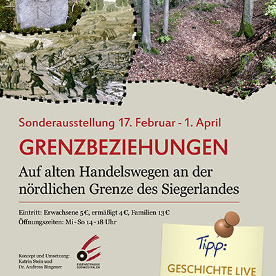 Bild vergr��ern: Das Plakat zur neuen Sonderausstellung "Grenzbeziehungen" im Museum Wilnsdorf (17.02.-01.04.2018).