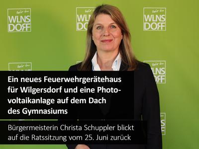 Bild vergr��ern: In einem kurzen Video blickt B�rgermeisterin Christa Schuppler auf die Ratssitzung vom 25. Juni zur�ck.