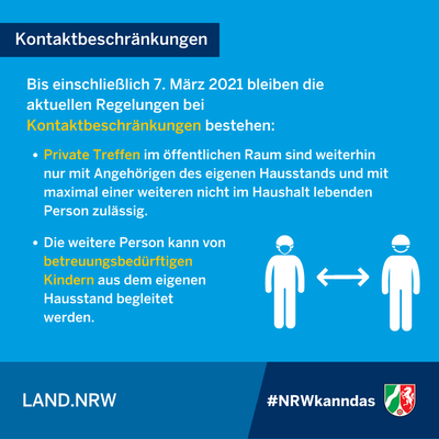 Bild vergr��ern: Neuregelungen der Coronaschutzverordnung ab 22.02.2021 - Infografik 1/6