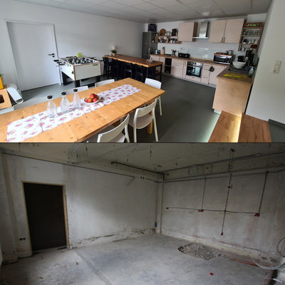 Bild vergr��ern: In der gro�z�gigen K�che gibt es jetzt viel Platz zum gemeinsamen Kochen, Essen und Quatschen.