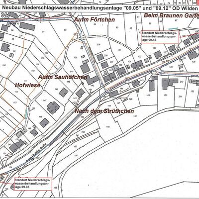 Bild vergr��ern: Lageplan Neubau Niederschlagswasserbehandlungsanlagen in der OD Wilden