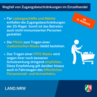 Bild vergr��ern: Neuregelungen der Coronaschutzverordnung ab 19.02.2022 - Infografik 1/5