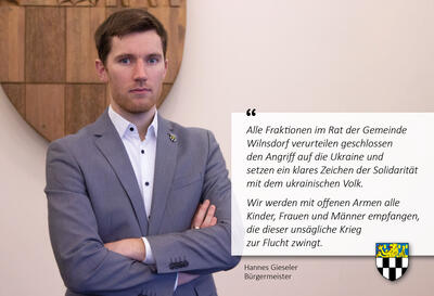Bild vergr��ern: B�rgermeister Hannes Gieseler nimmt Stellung zum Angriff auf die Ukraine.