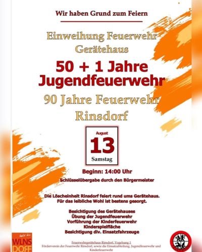 Bild vergr��ern: Einladung zur Einweihung des Feuerwehrger�tehauses Rinsdorf