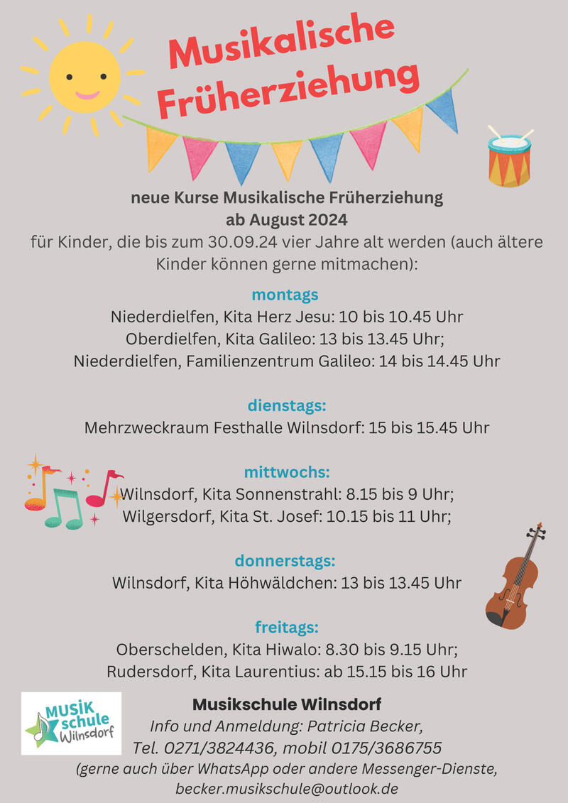 Bild vergr��ern: Kurs�bersicht Musikalische Fr�herziehung