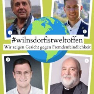 Bild vergr��ern: Hier zeigen ihr Gesicht:
1. G�nter Richter, Ortsvorsteher Wilgersdorf
2. Hannes Gieseler, B�rgermeister der Gemeinde Wilnsdorf
3. Benjamin Otto, 1. Vorsitzender des TuS Wilnsdorf/Wilgersdorf 1912 e.V.
4. Uwe Wiesner, leitender kath. Pfarrer S�dliches Siegerland